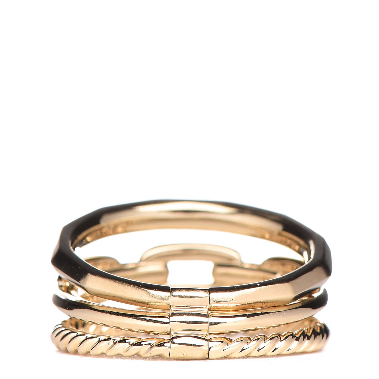 18K Yellow Gold Diamond 9.5mm Stax Three-Row Ring 54 6.75