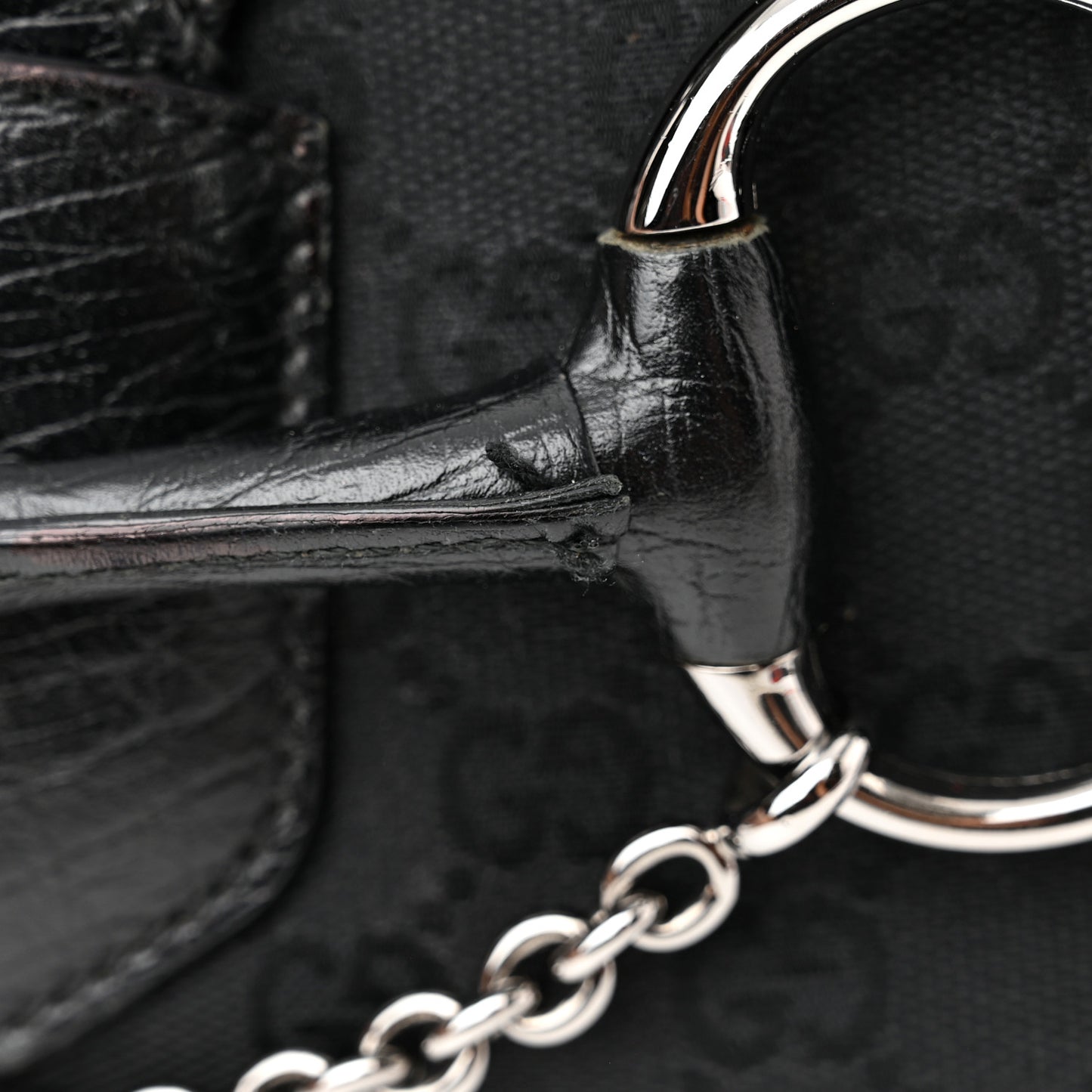 Monogram Horsebit Chain Flap Shoulder Bag Black