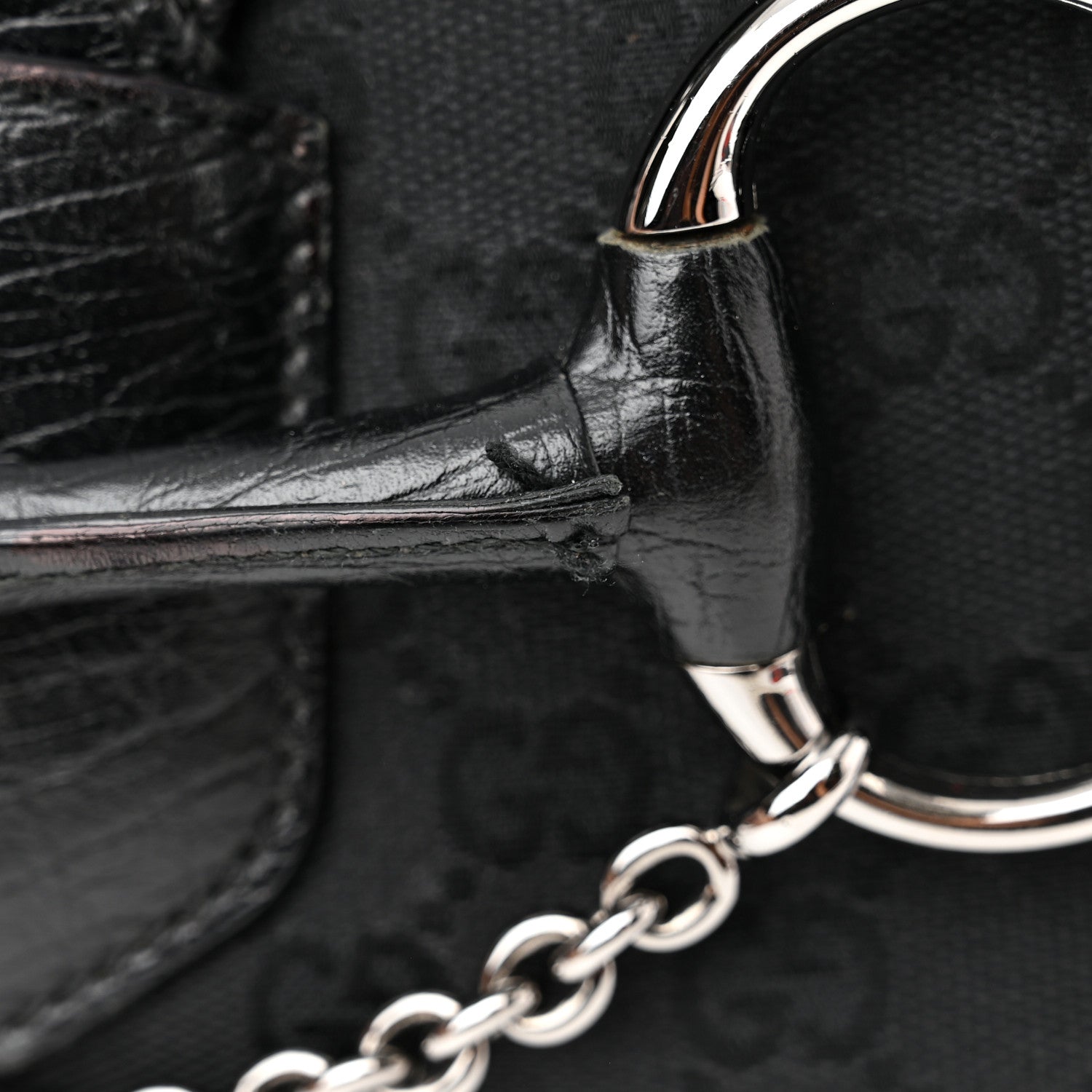 Gucci Monogram Horsebit Chain Flap Shoulder Bag Black 14 of 18