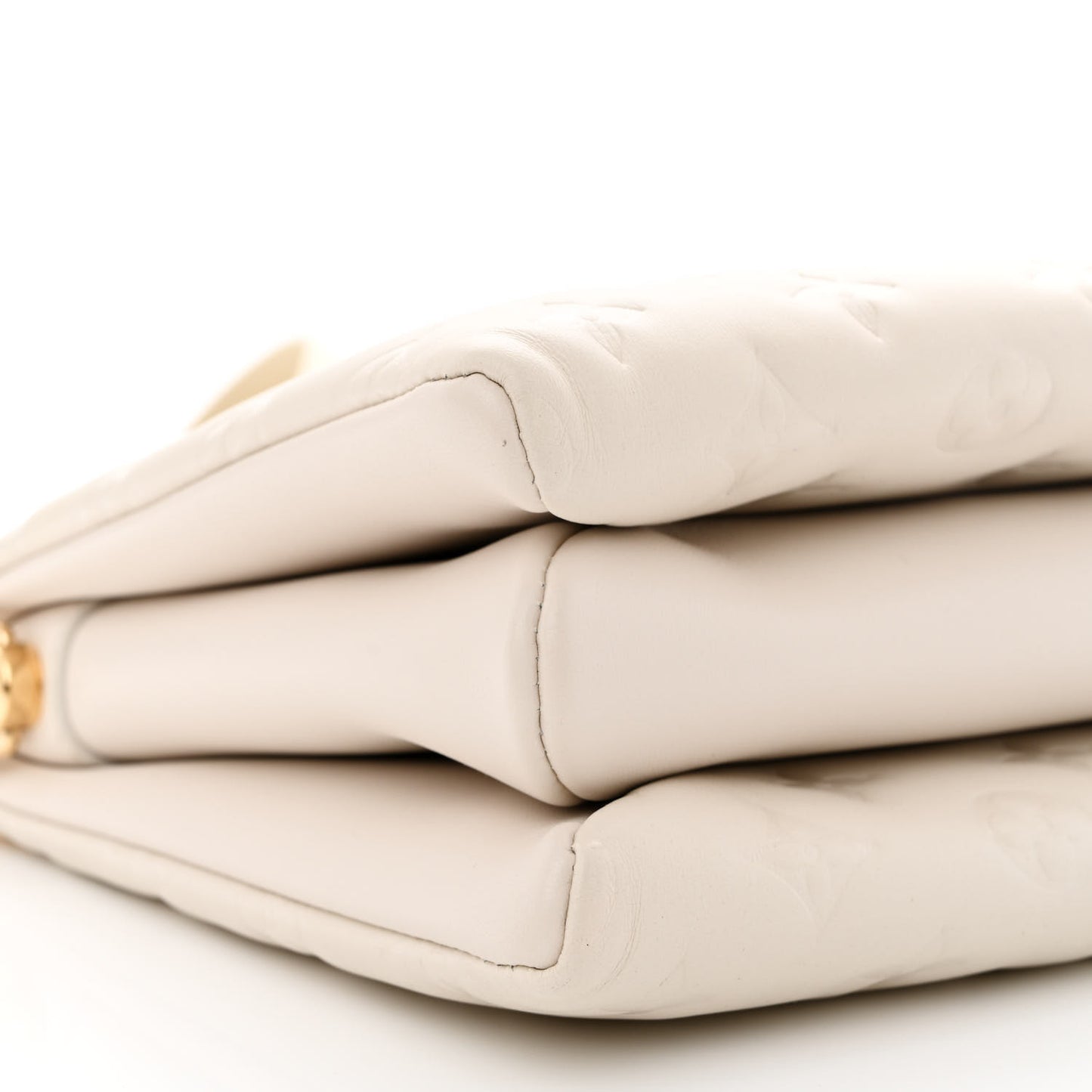 Lambskin Embossed Monogram Coussin PM Cream