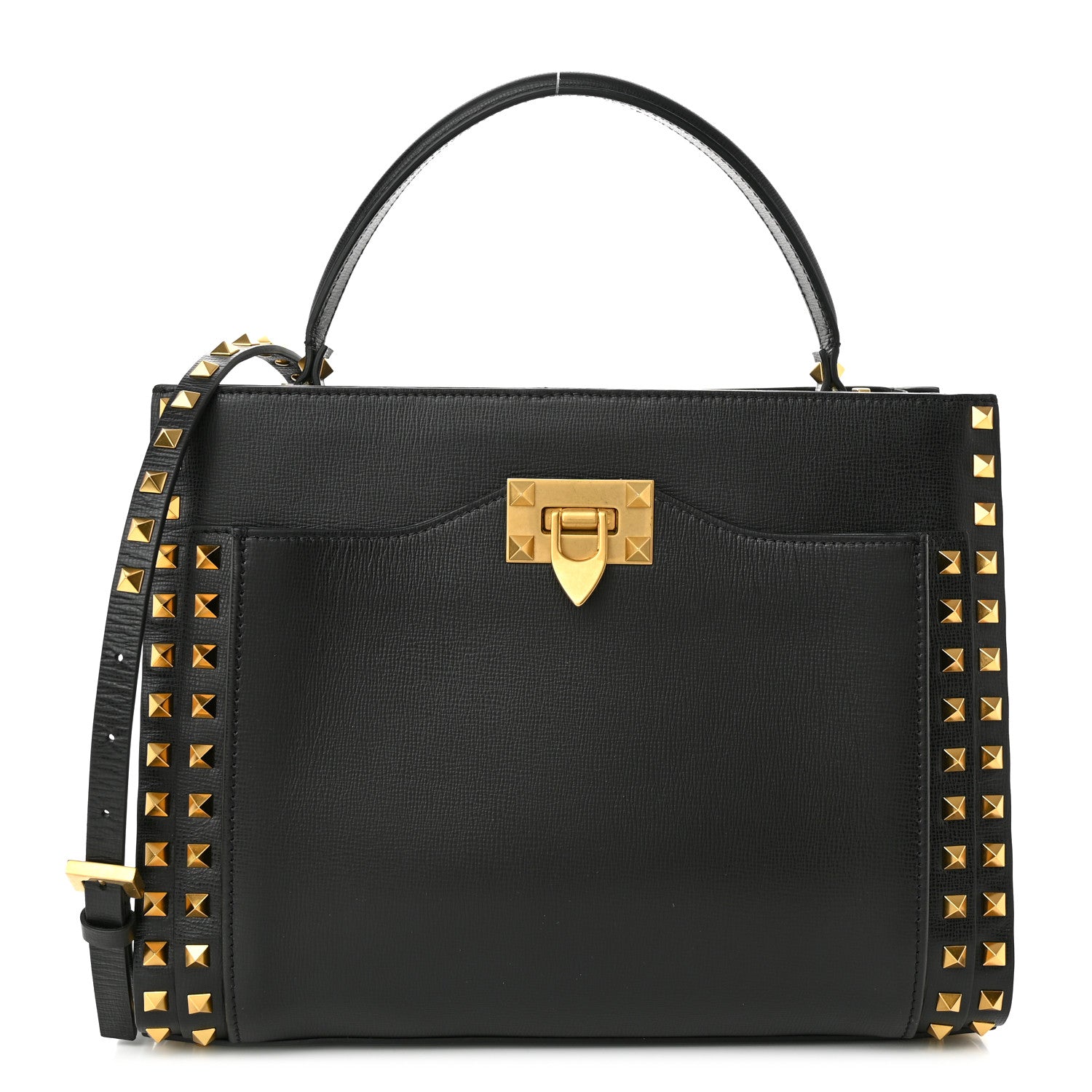 Valentino Garavani Vitello Rockstud Alcove Top-Handle Bag Black 1 of 8