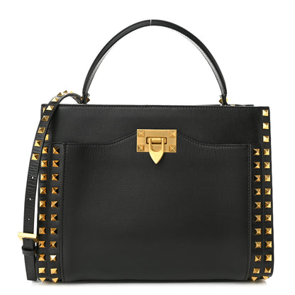 Valentino Garavani Vitello Rockstud Alcove Top-Handle Bag Black 1 of 8