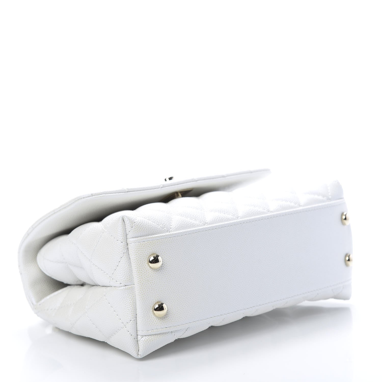 Chanel Iridescent Caviar Quilted Mini Coco Handle Flap White 4 of 11