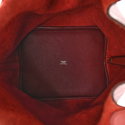 Hermes Taurillon Clemence Swift Picotin Lock 22 MM Rouge H Brique 5 of 14