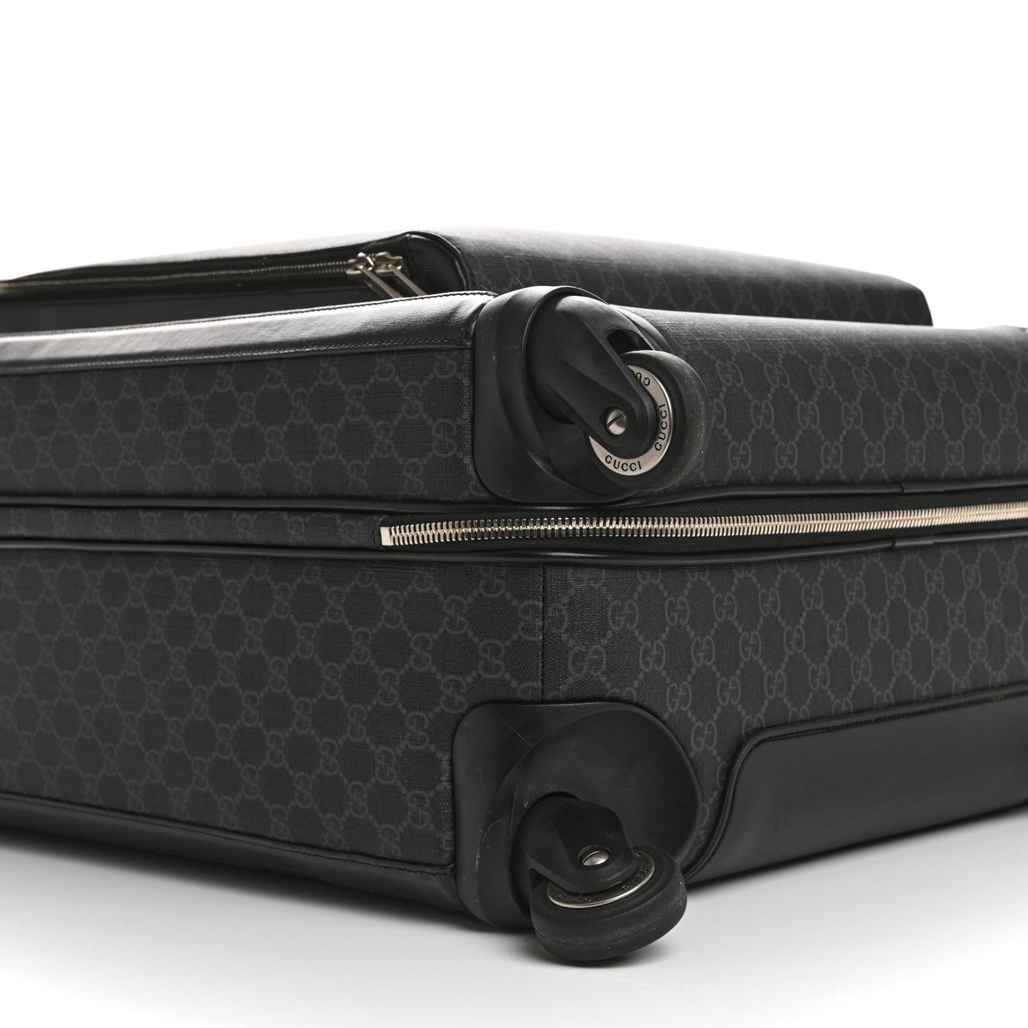 GG Supreme Monogram Four Wheel Suitcase Black Grey