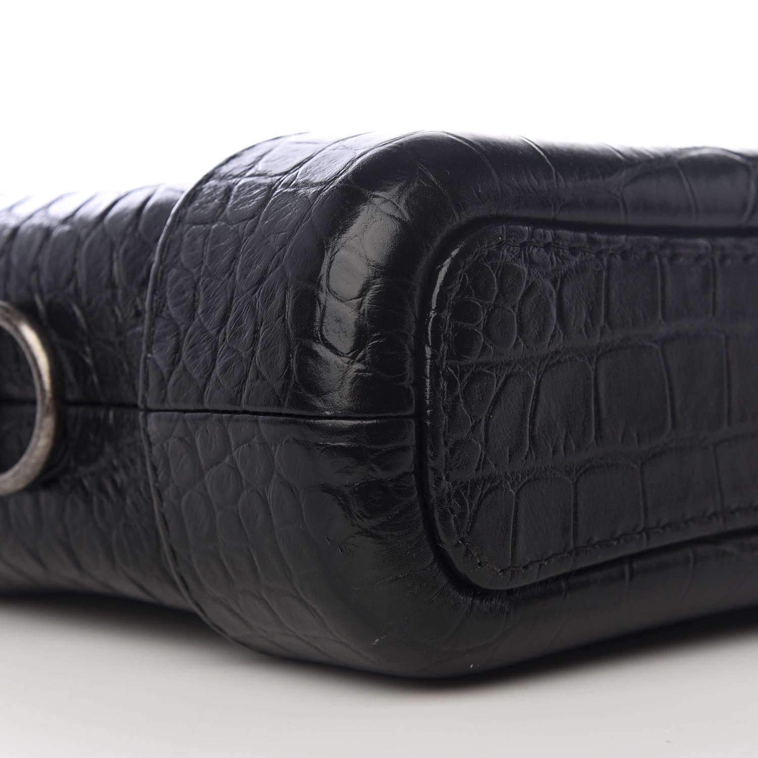 Chanel Calfskin Crocodile Embossed Small Gabrielle Cocodile Hobo Black 7 of 11