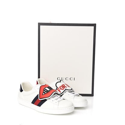 Gucci Calfskin Ayers Web Blind for Love Embroidered Mens Ace Sneakers 10.5 White 10 of 10