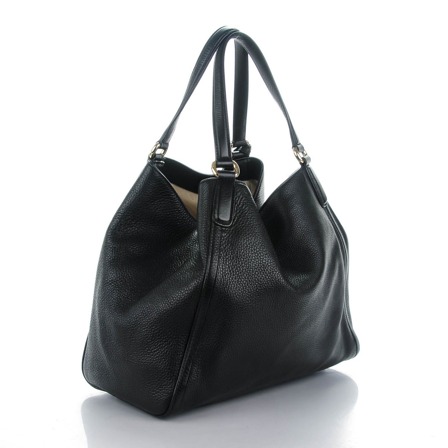 Pebbled Calfskin Medium Soho Shoulder Bag Black