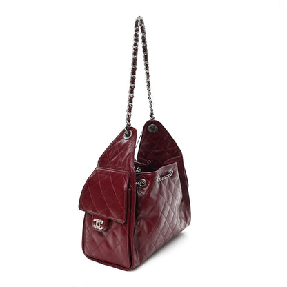 Chanel Shiny Crumpled Calfskin Quilted Small Chanel 25 Handbag Burgundy 3 of 11