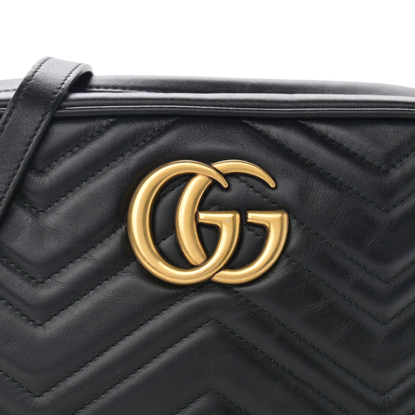 Calfskin Matelasse Small GG Marmont Chain Shoulder Bag Black