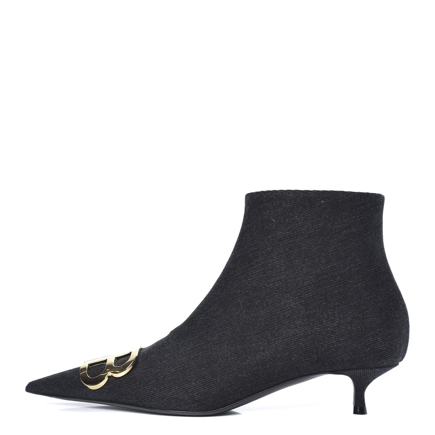 Balenciaga Denim BB Pointy Toe Ankle Booties 38 Black Vintage 1 of 8