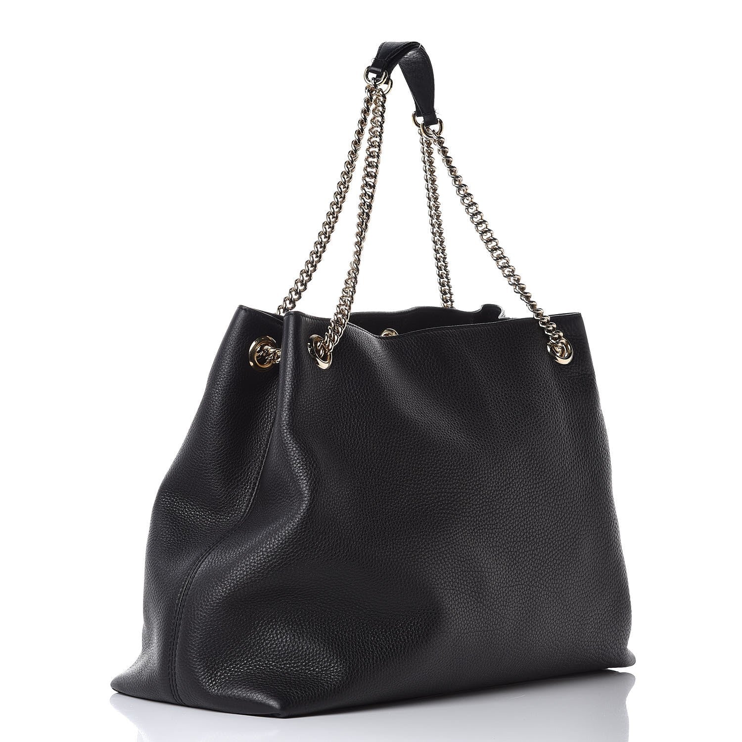 Gucci Pebbled Calfskin Large Soho Chain Shoulder Bag Black 3 of 11