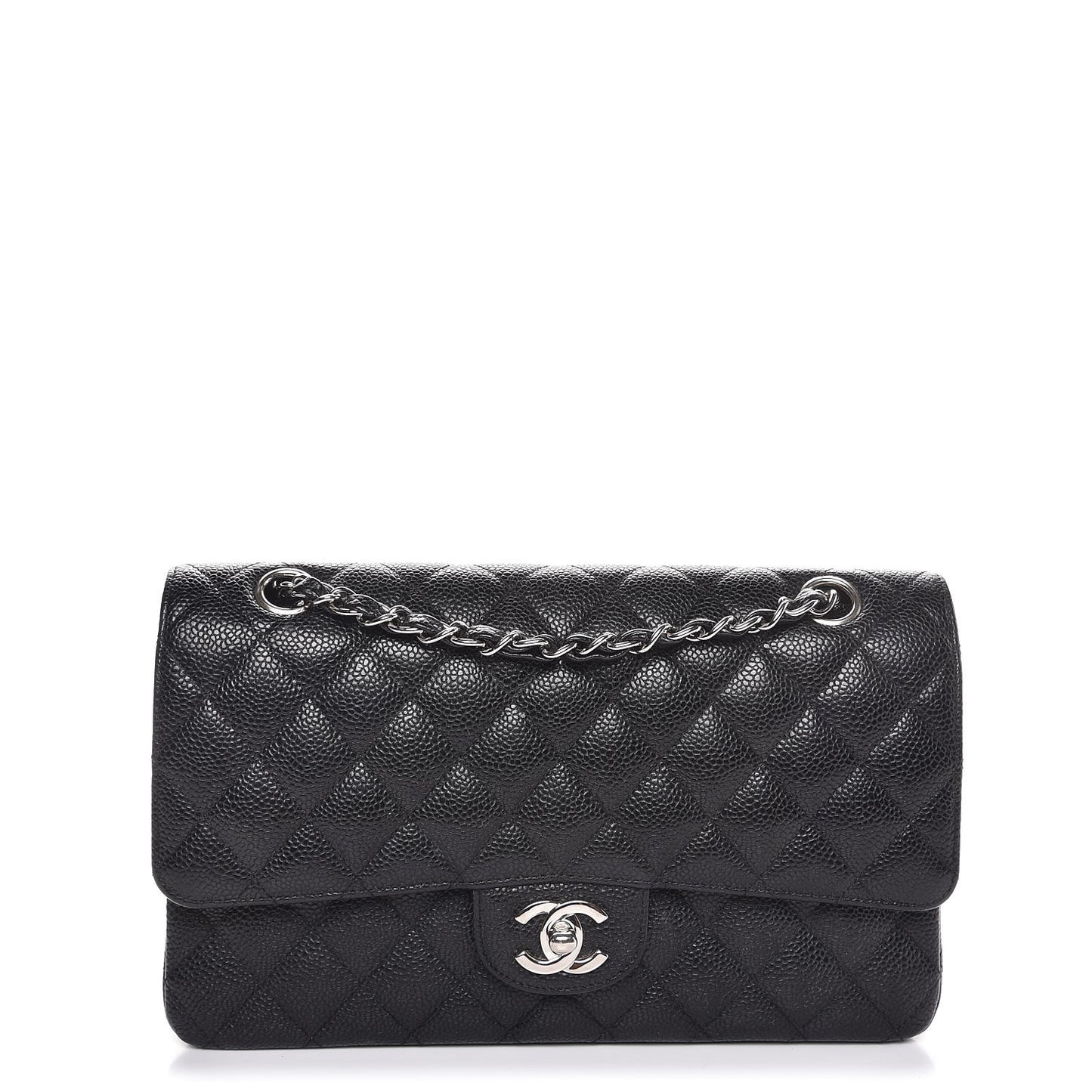 Caviar Quilted Medium Double Flap Black