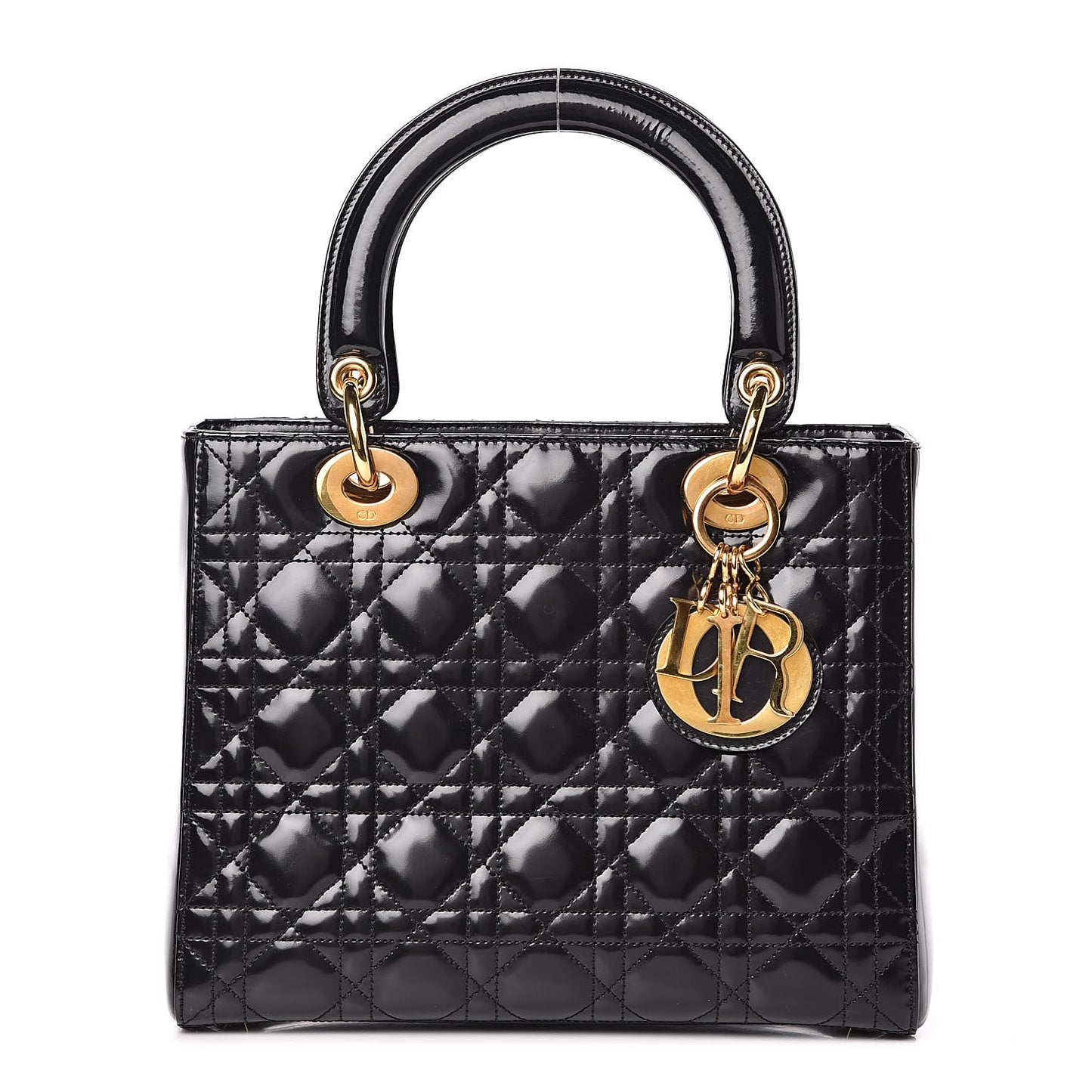 Patent Cannage Medium Lady Dior Black