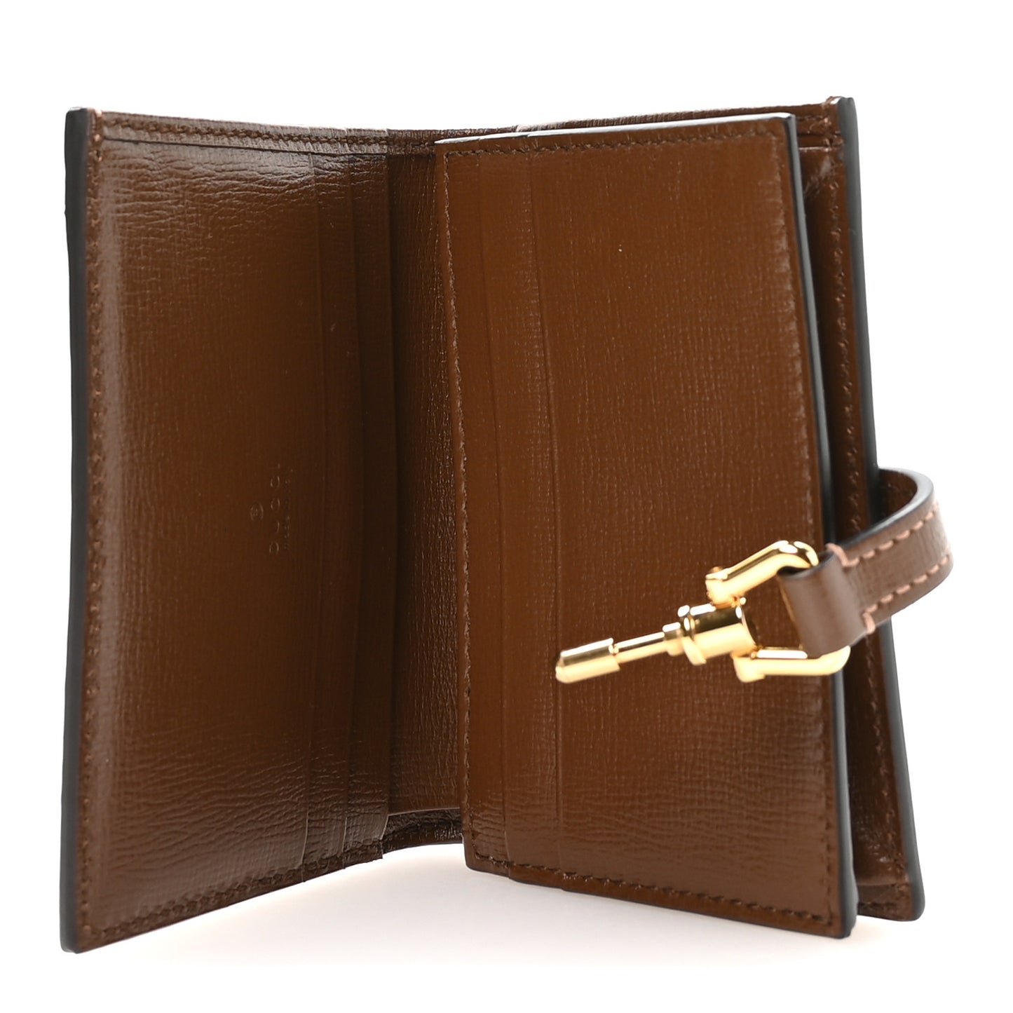 GG Supreme Monogram Textured Calfskin Web Jackie 1961 Card Case Beige Ebony Brown Sugar