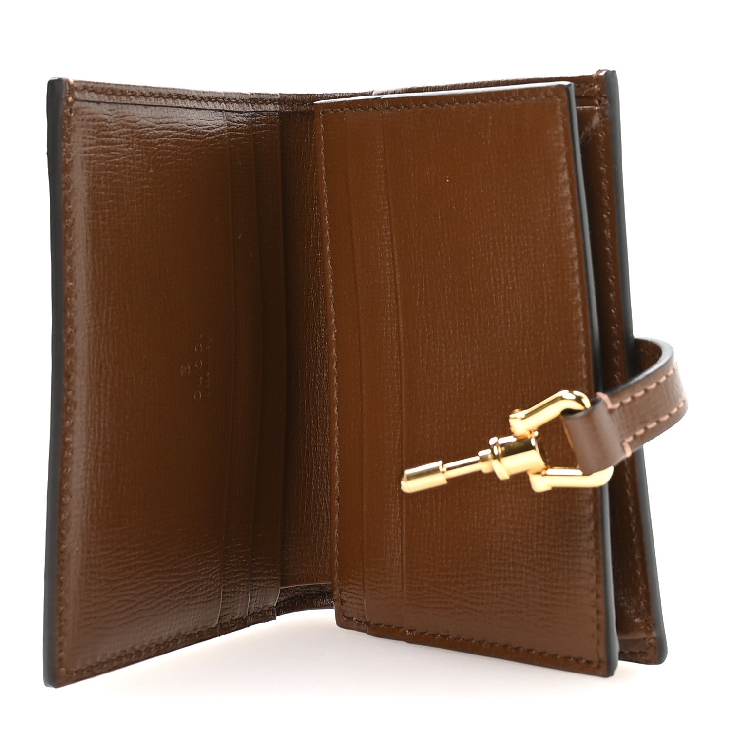 Gucci GG Supreme Monogram Textured Calfskin Web Jackie 1961 Card Case Beige Ebony Brown Sugar 5 of 8