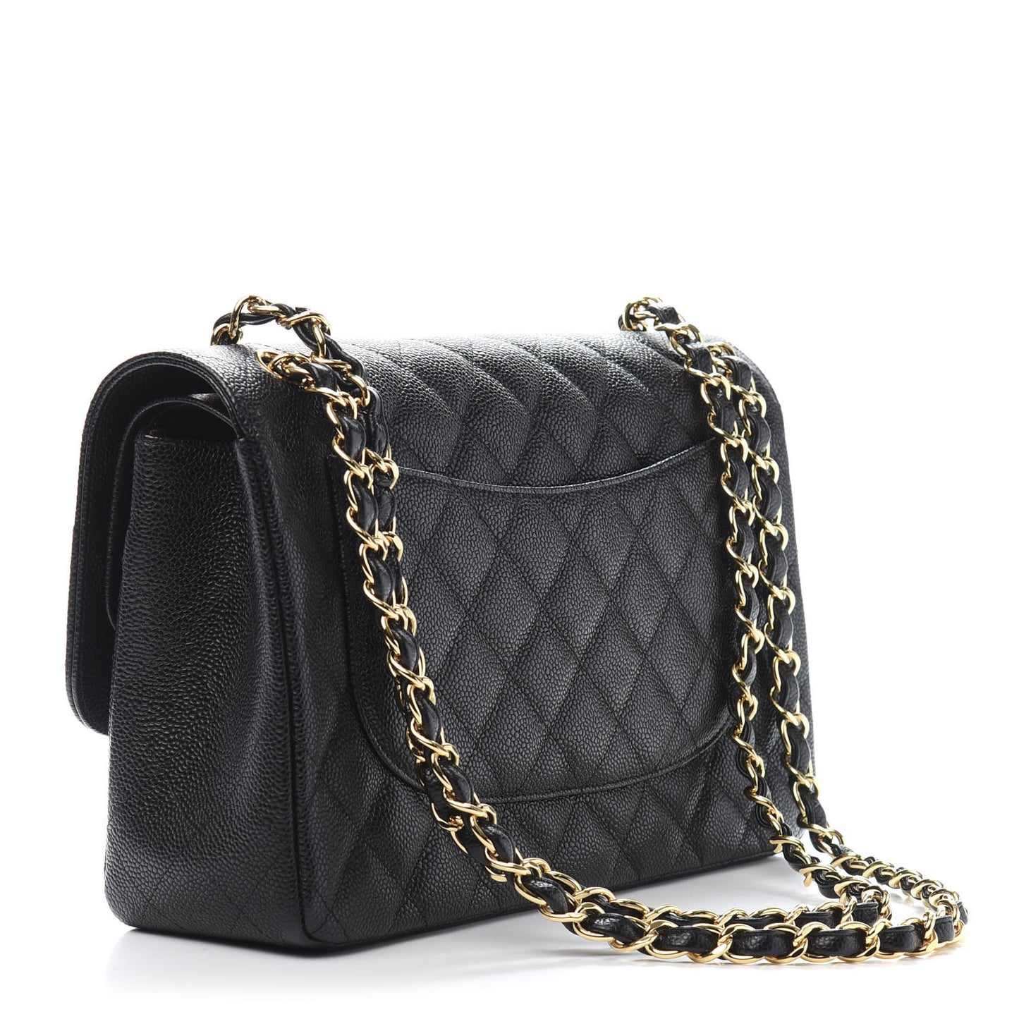 Caviar Quilted Jumbo Double Flap Black