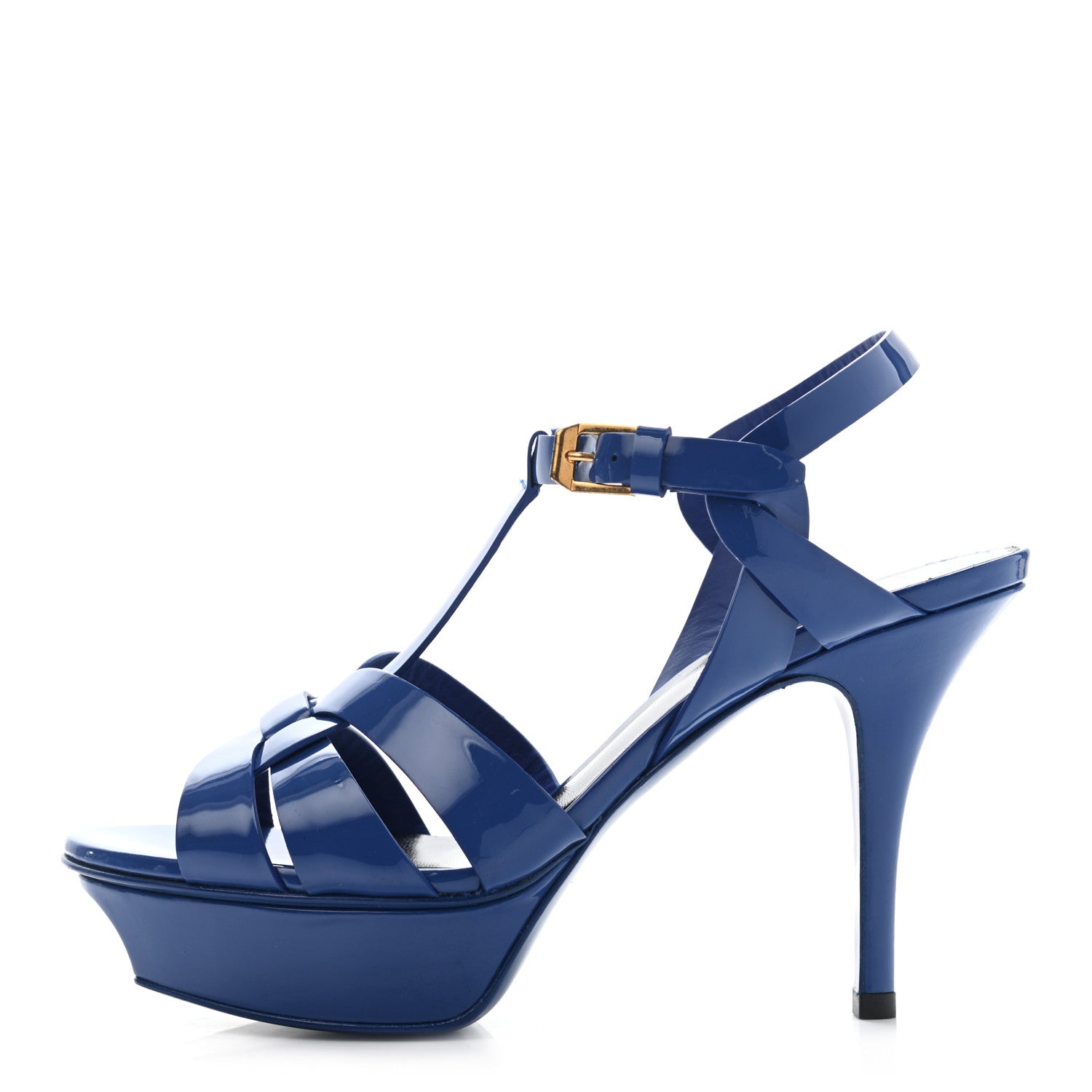 Saint Laurent Patent Tribute 105 Platform Sandals 35.5 Royal Blue 1 of 11