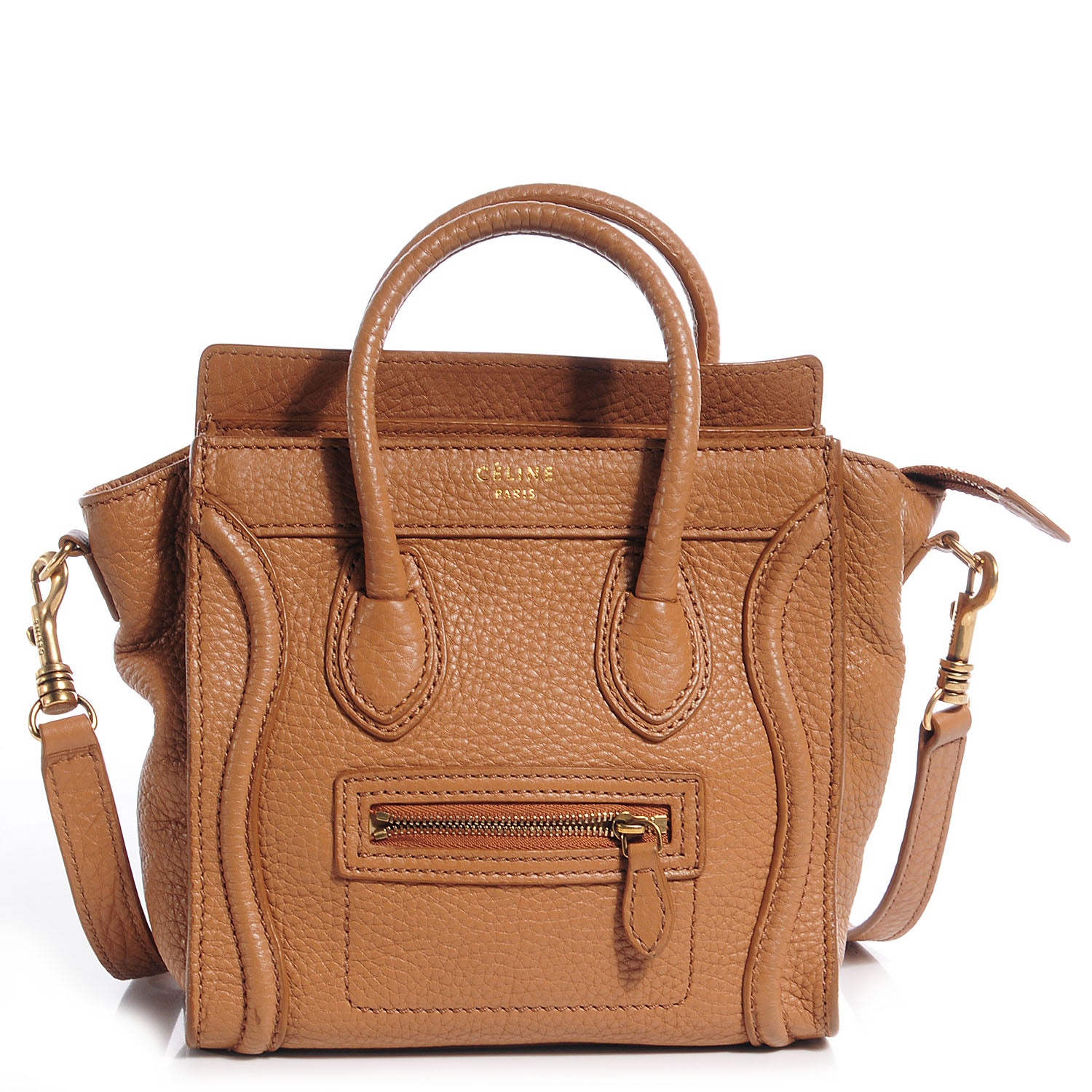 Celine Pebbled Leather Nano Luggage Camel 1 of 8