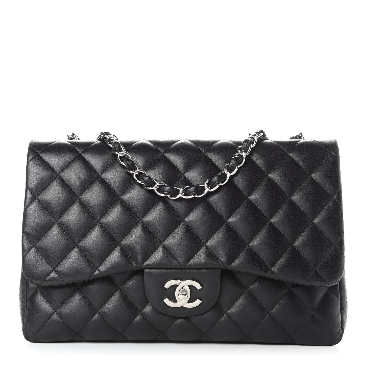 Lambskin Quilted Jumbo Single Flap Black
