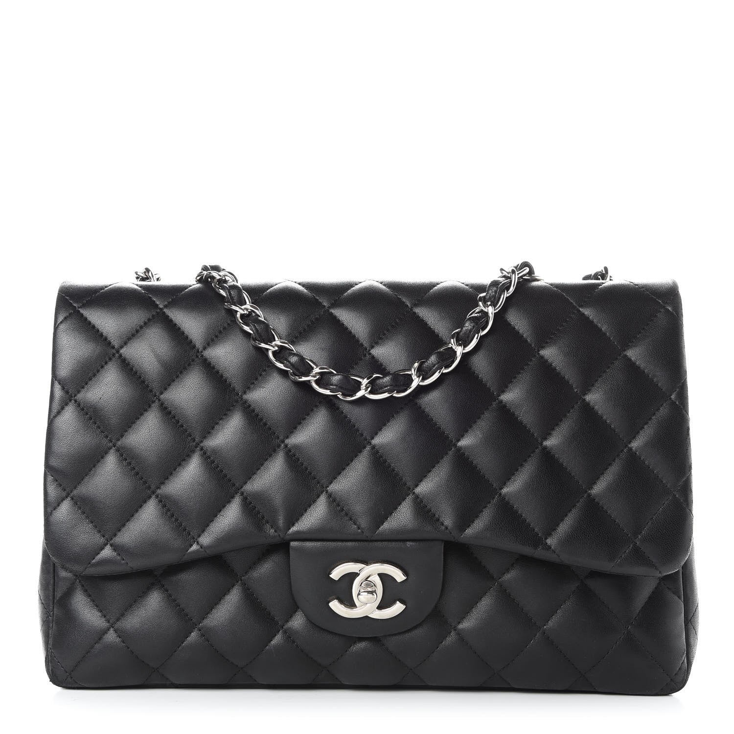 Chanel Lambskin Quilted Jumbo Single Flap Black 1 of 12