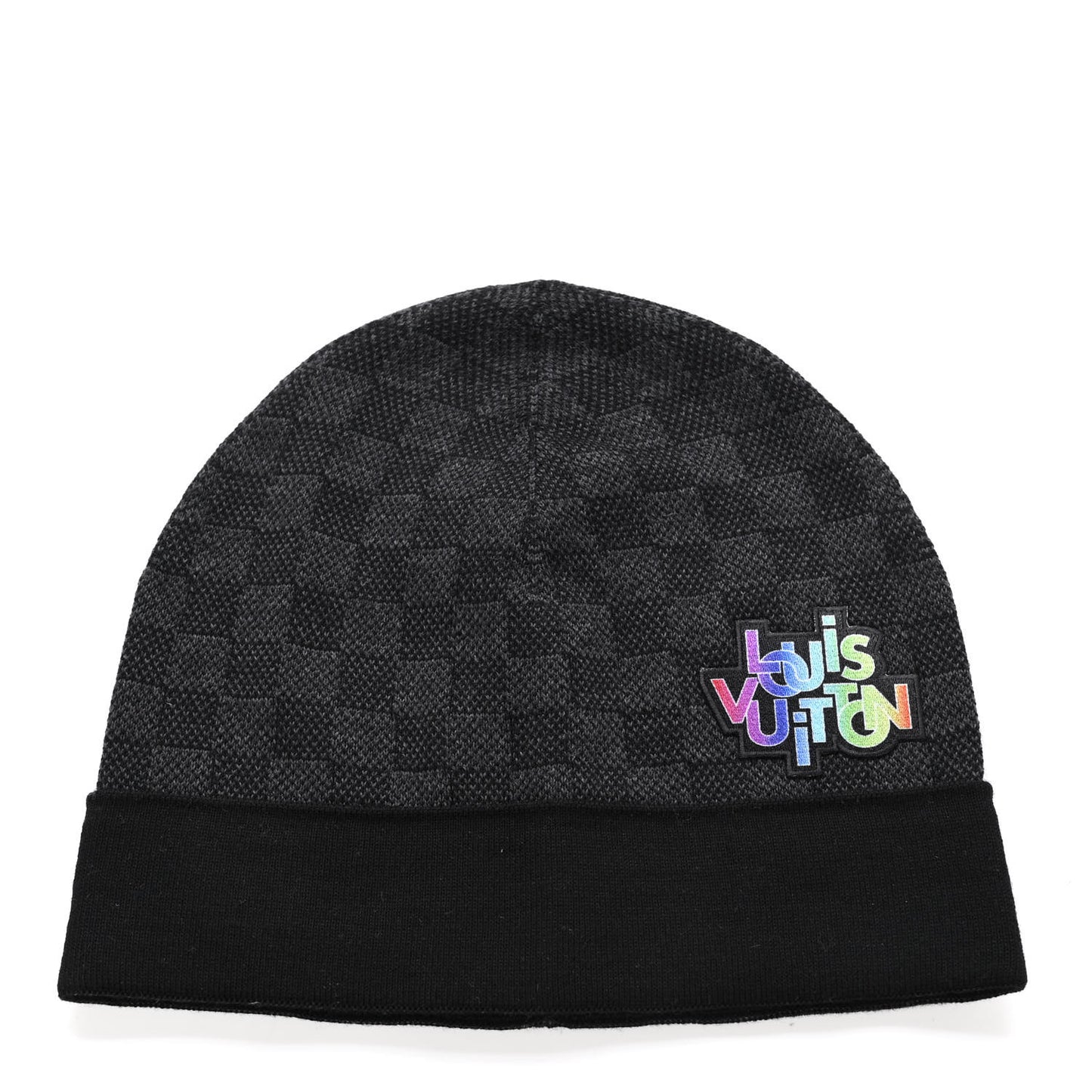 Wool Bonnet Petit Damier Graphite Beanie Hat Rainbow