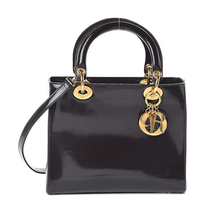 Christian Dior Patent Medium Lady Dior Dark Brown 1 of 11