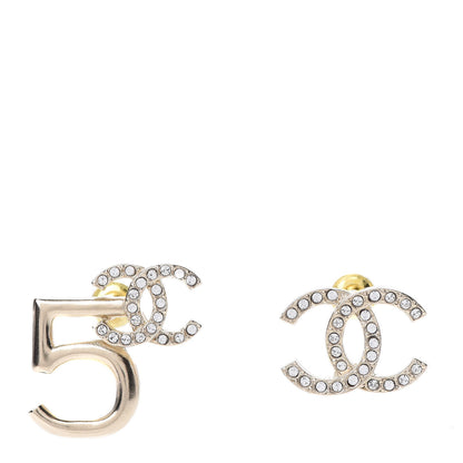 Chanel Crystal CC No 5 Earrings Gold 1 of 5