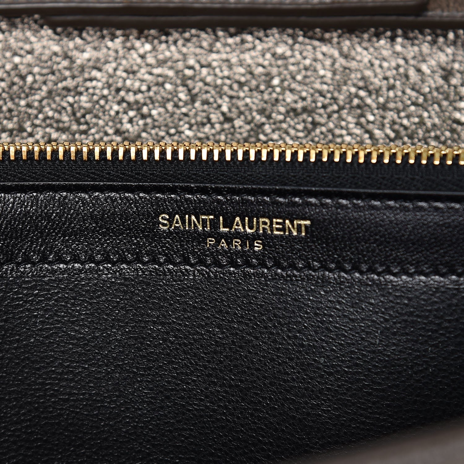Saint Laurent Grained Metallic Calfskin Monogram Chain Wallet Gris 7 of 8