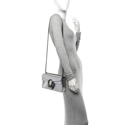 Gucci Metallic Textured Calfskin Crystal Small Dionysus Shoulder Bag Silver 2 of 11