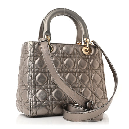 Christian Dior Metallic Lambskin Cannage Medium Lady Dior Bronze 3 of 10