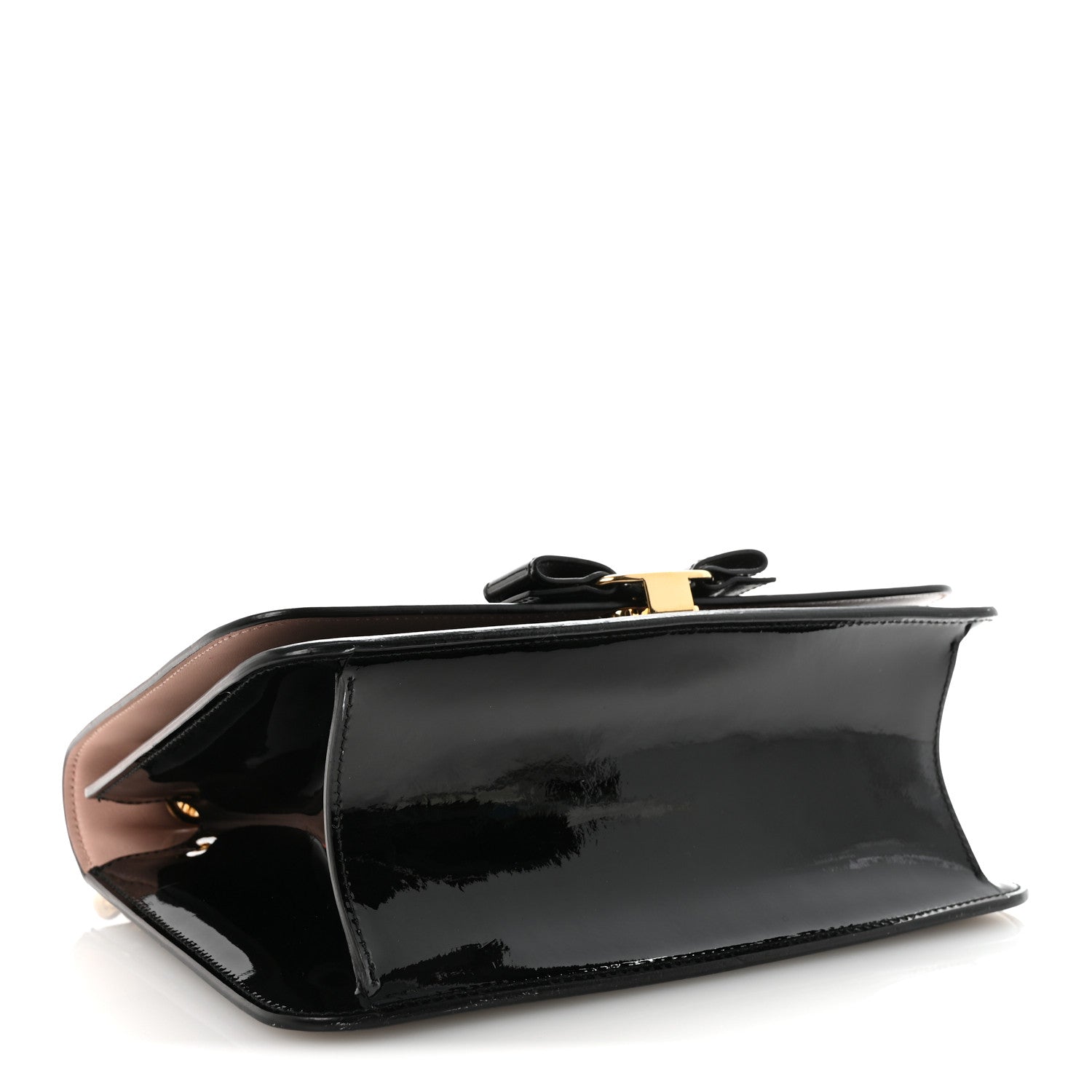 Salvatore Ferragamo Patent  Vara Bow Shoulder Bag Black 4 of 9