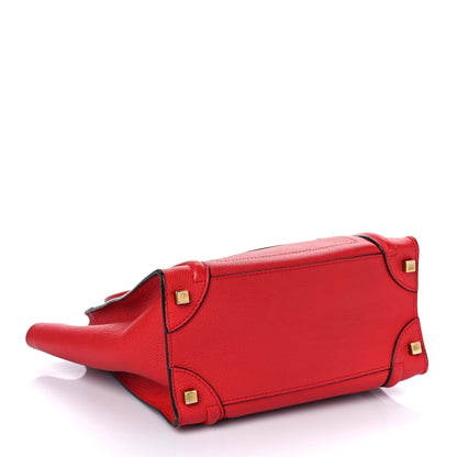 Celine Drummed Calfskin Micro Luggage Coquelicot 4 of 8