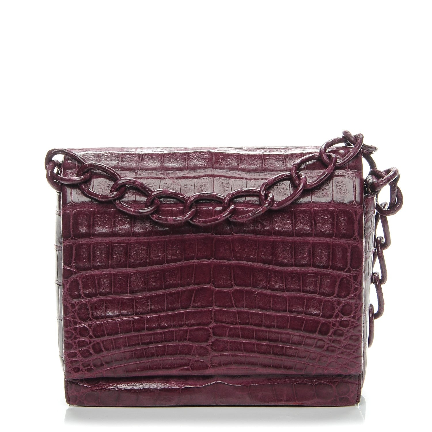 Nancy Gonzalez Crocodile Chain Flap Shoulder Bag Purple 1 of 7