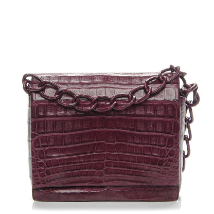 Nancy Gonzalez Crocodile Chain Flap Shoulder Bag Purple 1 of 7