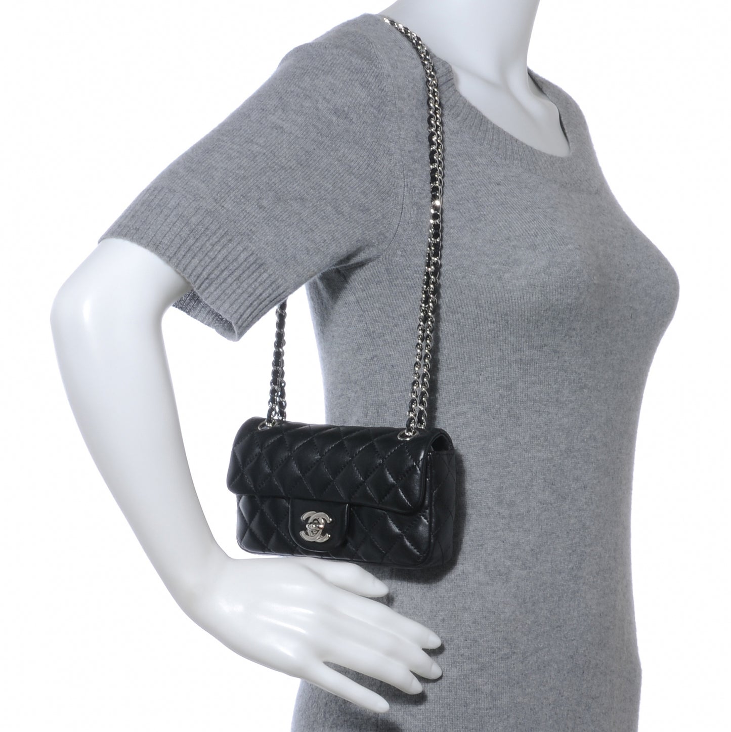 Lambskin Quilted Extra Mini Flap Black