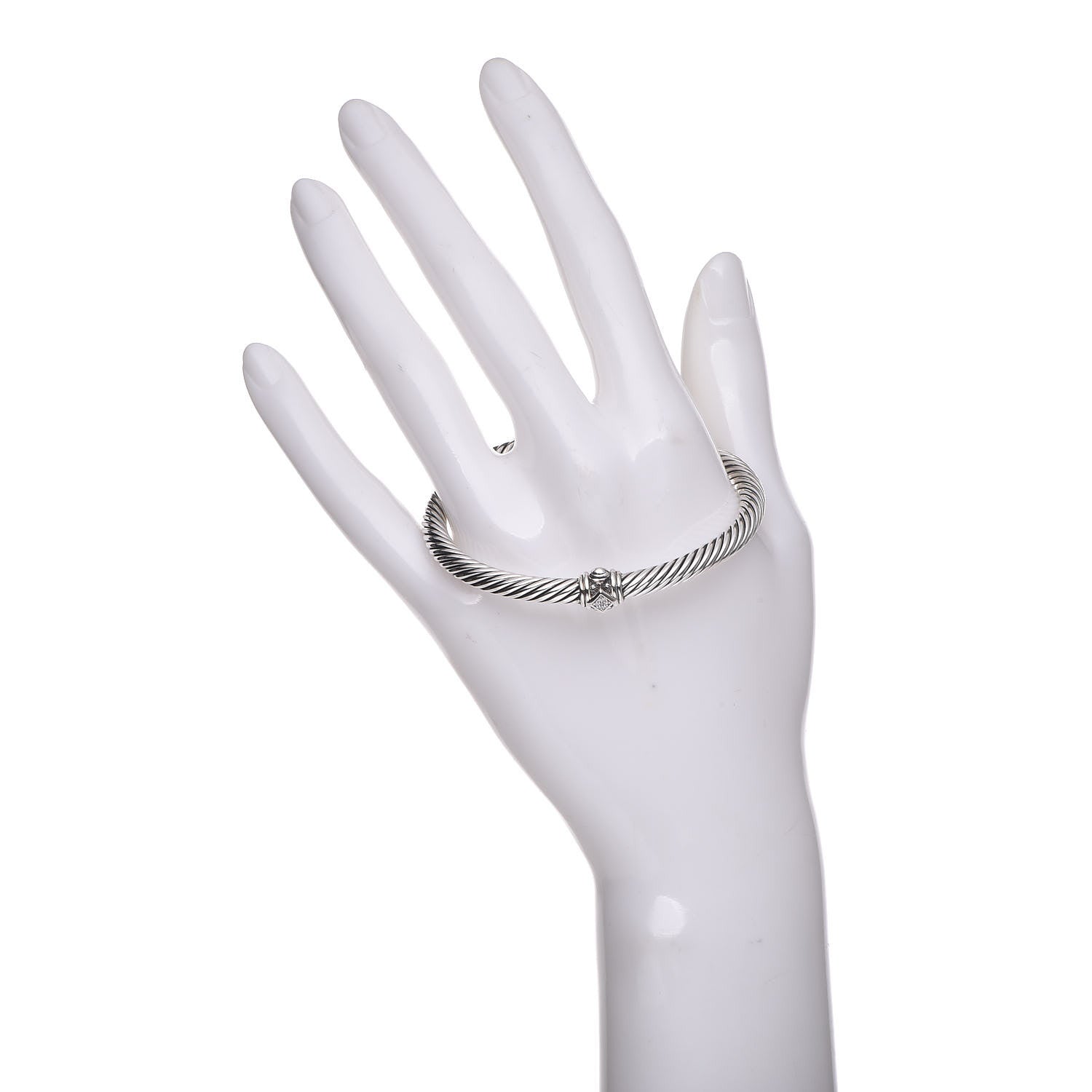 David Yurman Sterling Silver Diamond 5mm Cable Renaissance Station Bracelet 2 of 5