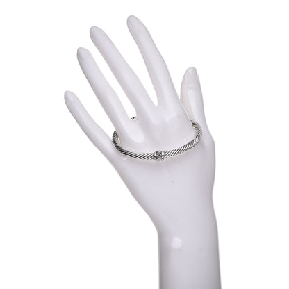 David Yurman Sterling Silver Diamond 5mm Cable Renaissance Station Bracelet 2 of 5