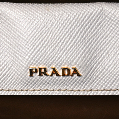 Prada Saffiano Cuir Small Bi-Color Double Bag Talco Caramel 8 of 9