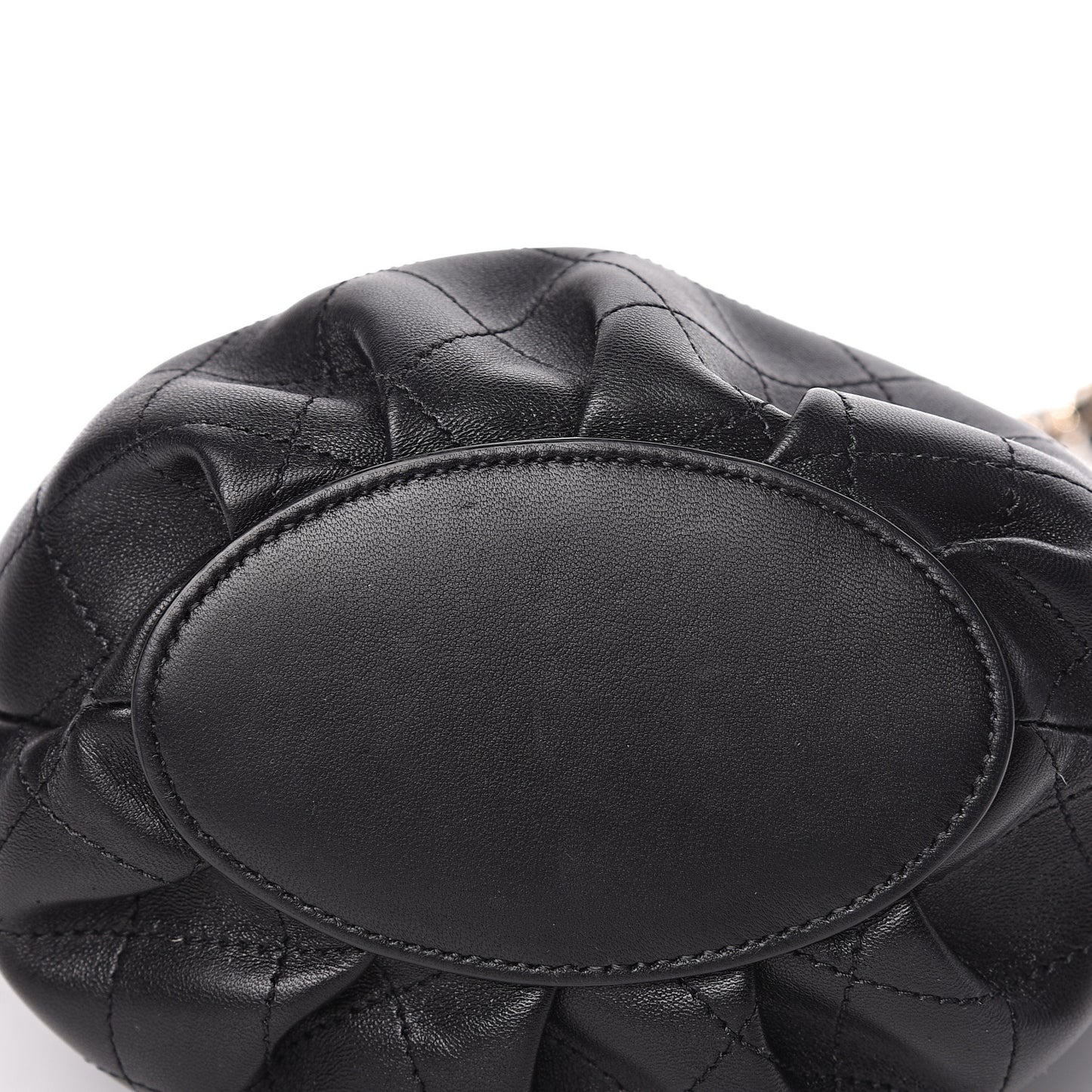 Lambskin Stitched Small Shopping Tote Black