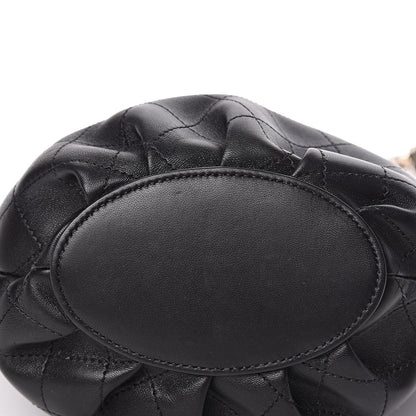 Chanel Lambskin Stitched Small Shopping Tote Black 10 of 11