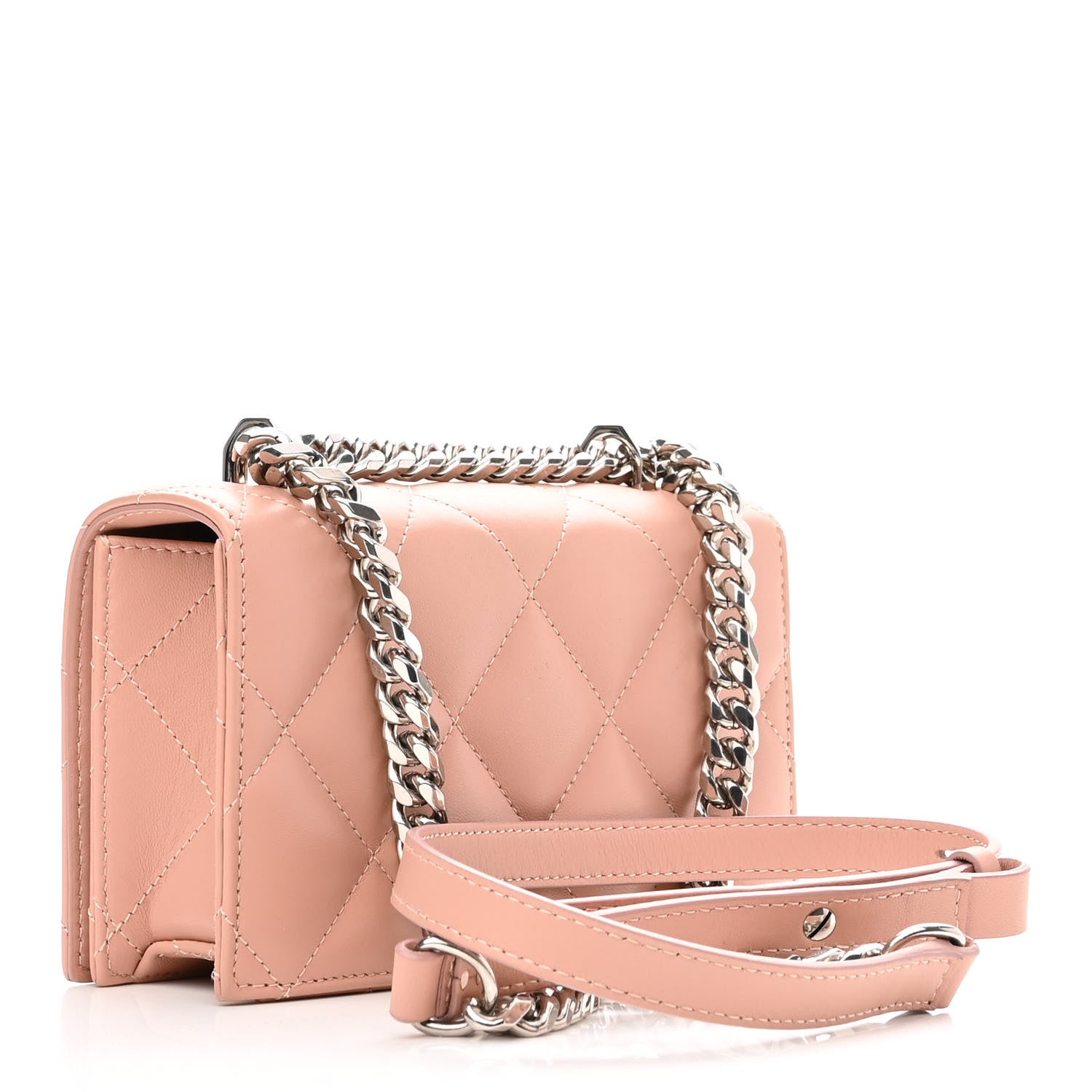 Alexander McQueen Lambskin Quilted Graffiti Skull Knuckle Crossbody Rose Gold 3 of 12