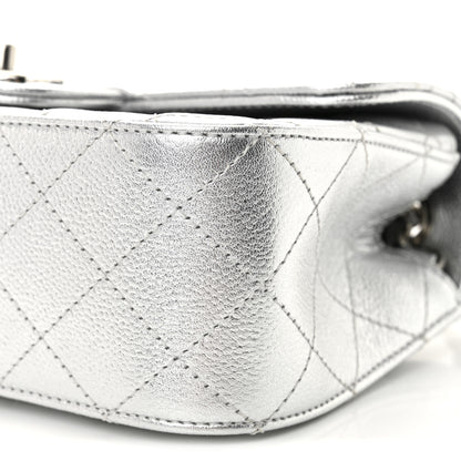 Chanel Metallic Caviar Quilted Mini Rectangular CC Slide Flap Silver 10 of 11