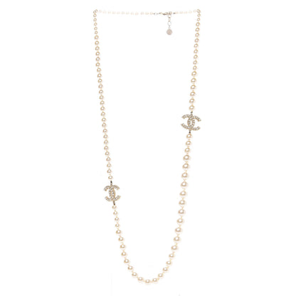 Chanel Graduated Pearl CC Long Necklace Light Gold 2 of 5