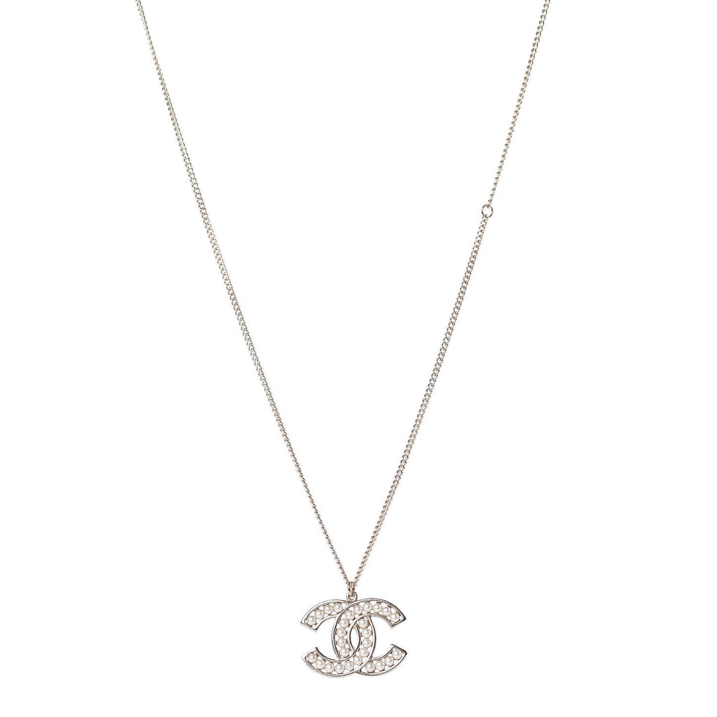 Pearl CC Pendant Necklace Gold