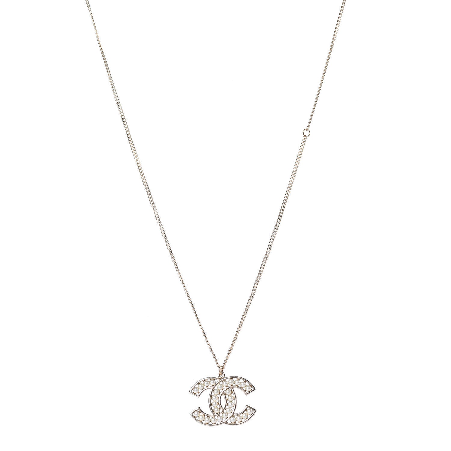 Chanel Pearl CC Pendant Necklace Gold 1 of 6