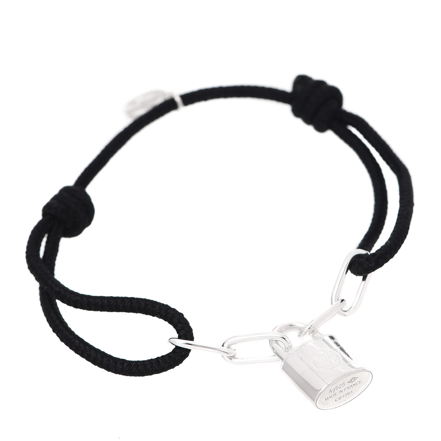 Louis Vuitton Sterling Silver Lockit Bracelet Black 1 of 6