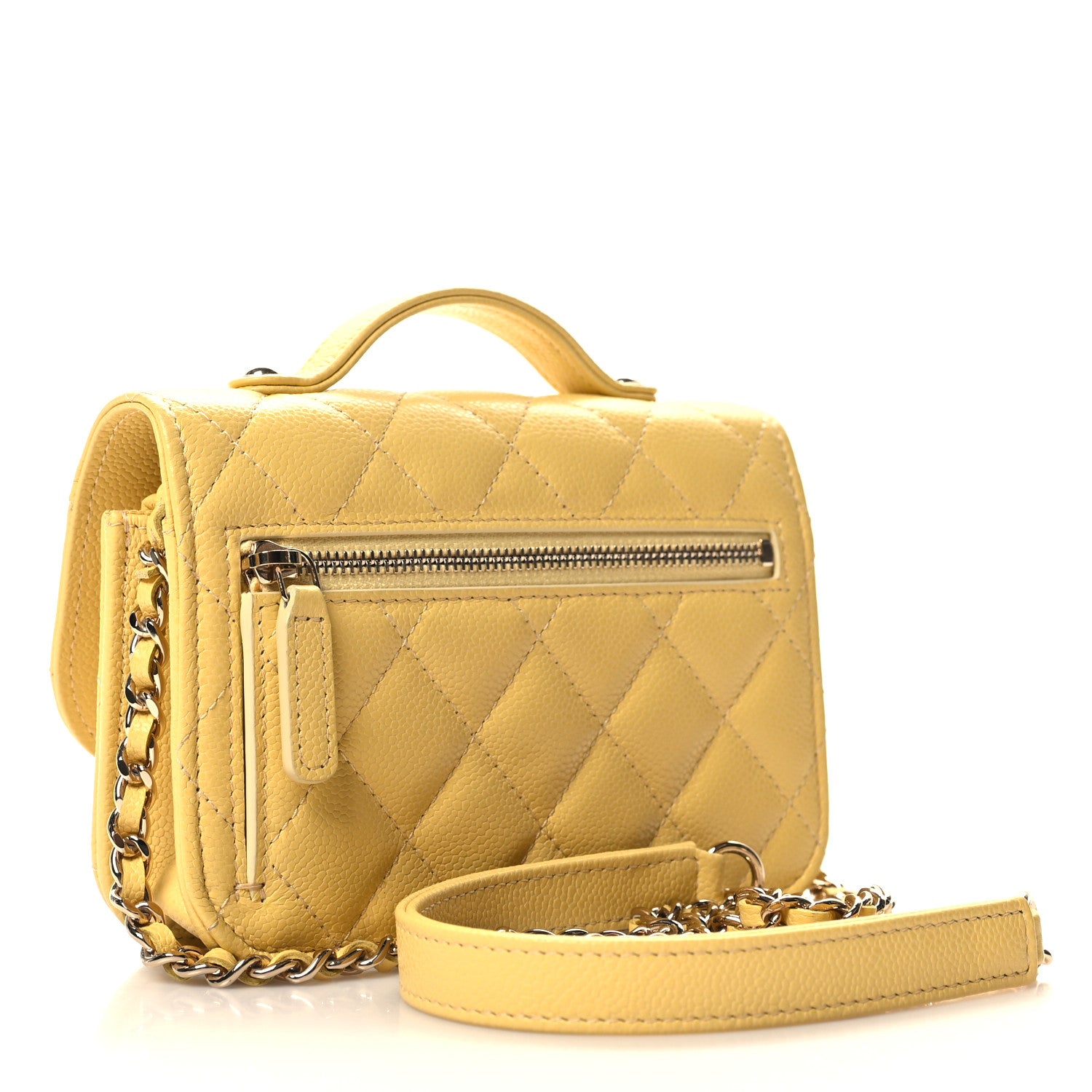 Chanel Caviar Quilted Business Affinity Clutch With Chain Flap Yellow 3 of 12