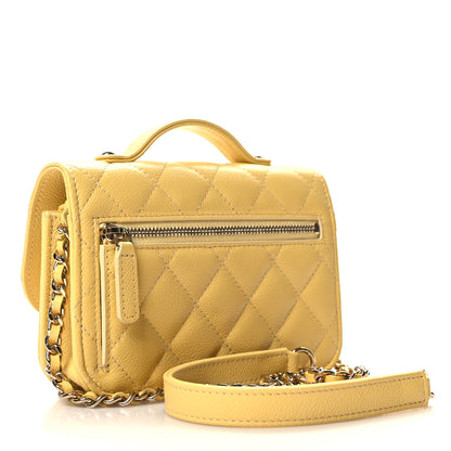 Chanel Caviar Quilted Business Affinity Clutch With Chain Flap Yellow 3 of 12