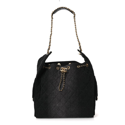 Chanel Washed Denim Quilted Medium Chanel 25 Handbag Black 1 of 13